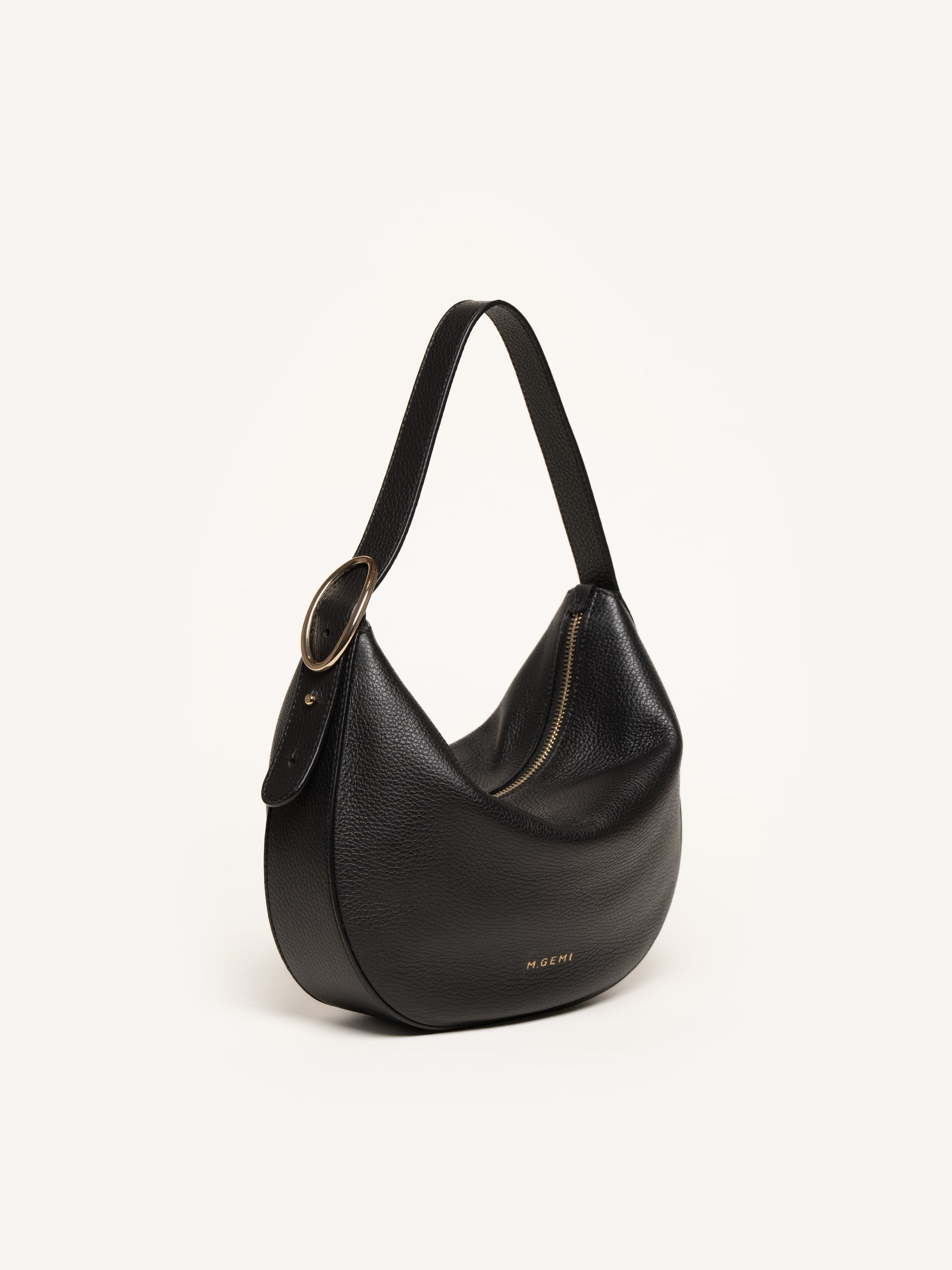 The Evelina Shoulder Bag - Black - Tumbled Leather - M.Gemi