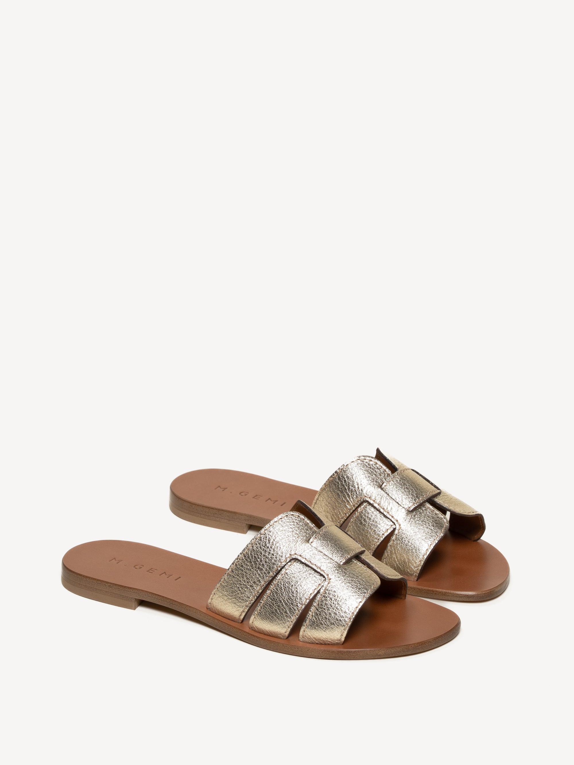 The Mafalda - Champagne - Metallic Tumbled Leather - M.Gemi