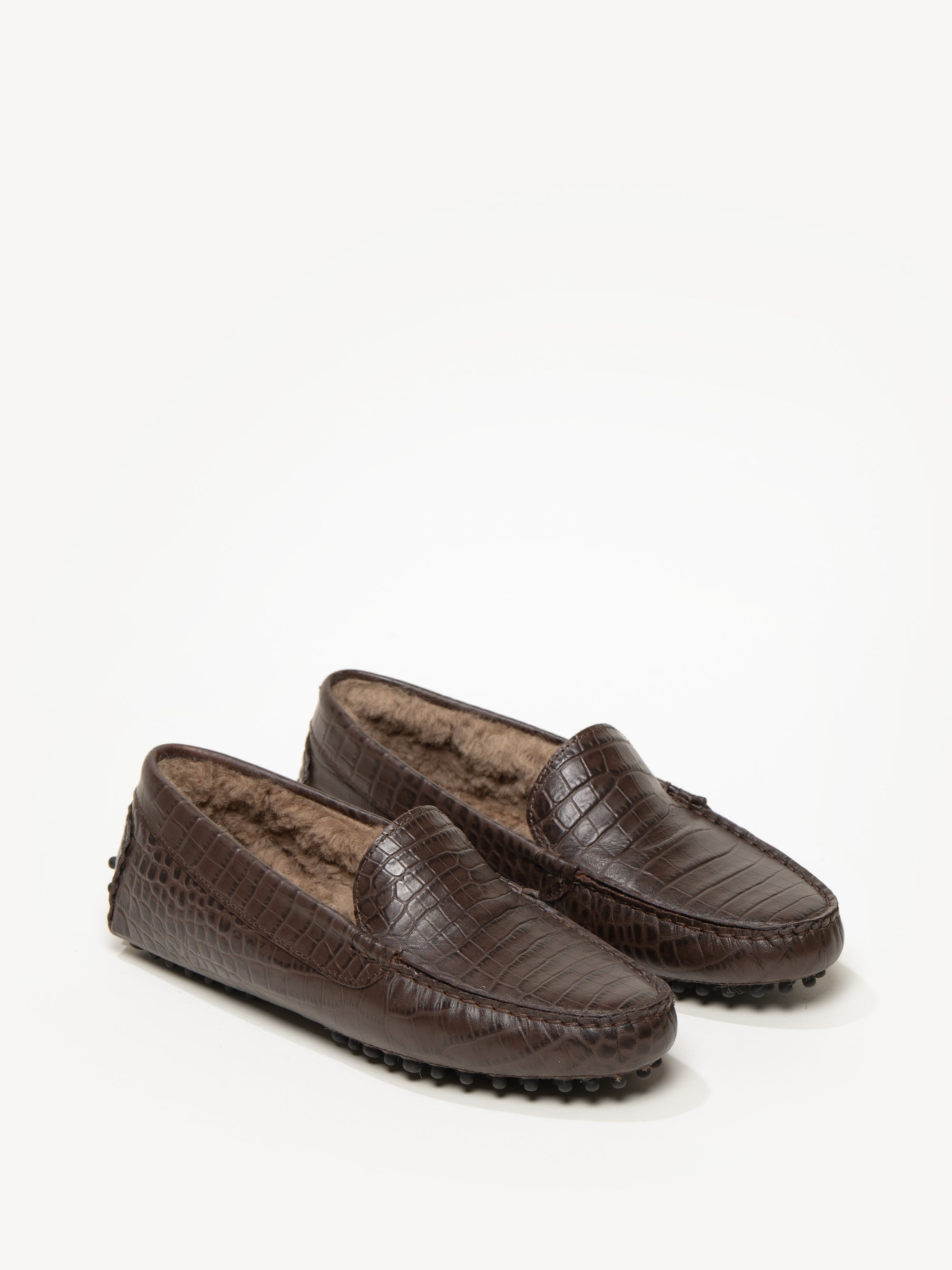 The Felize Shearling - Chocolate - Croco Printed Leather - M 
