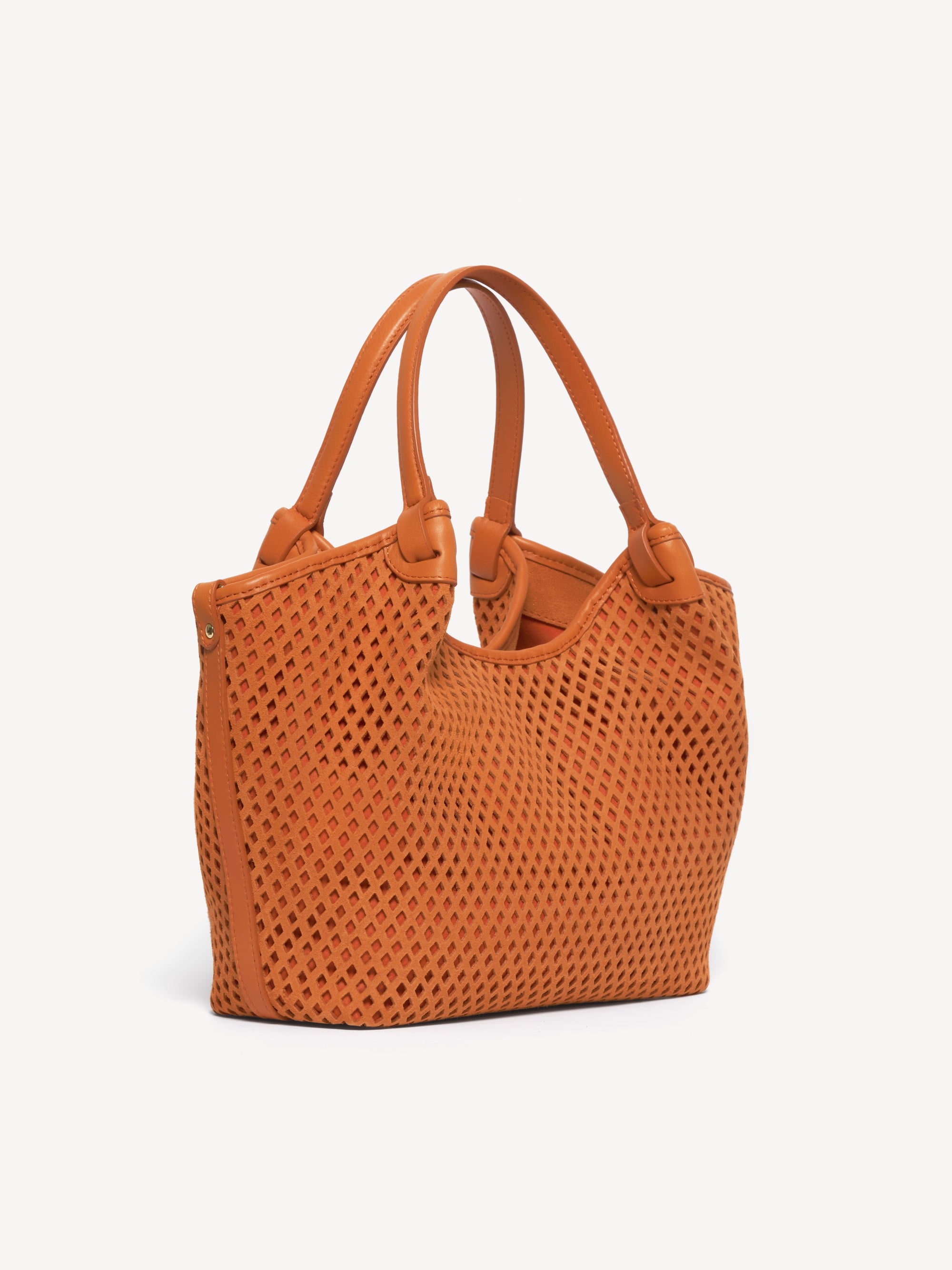 The Esmeralda Lattice Convertible Tote - Orangina - Suede and