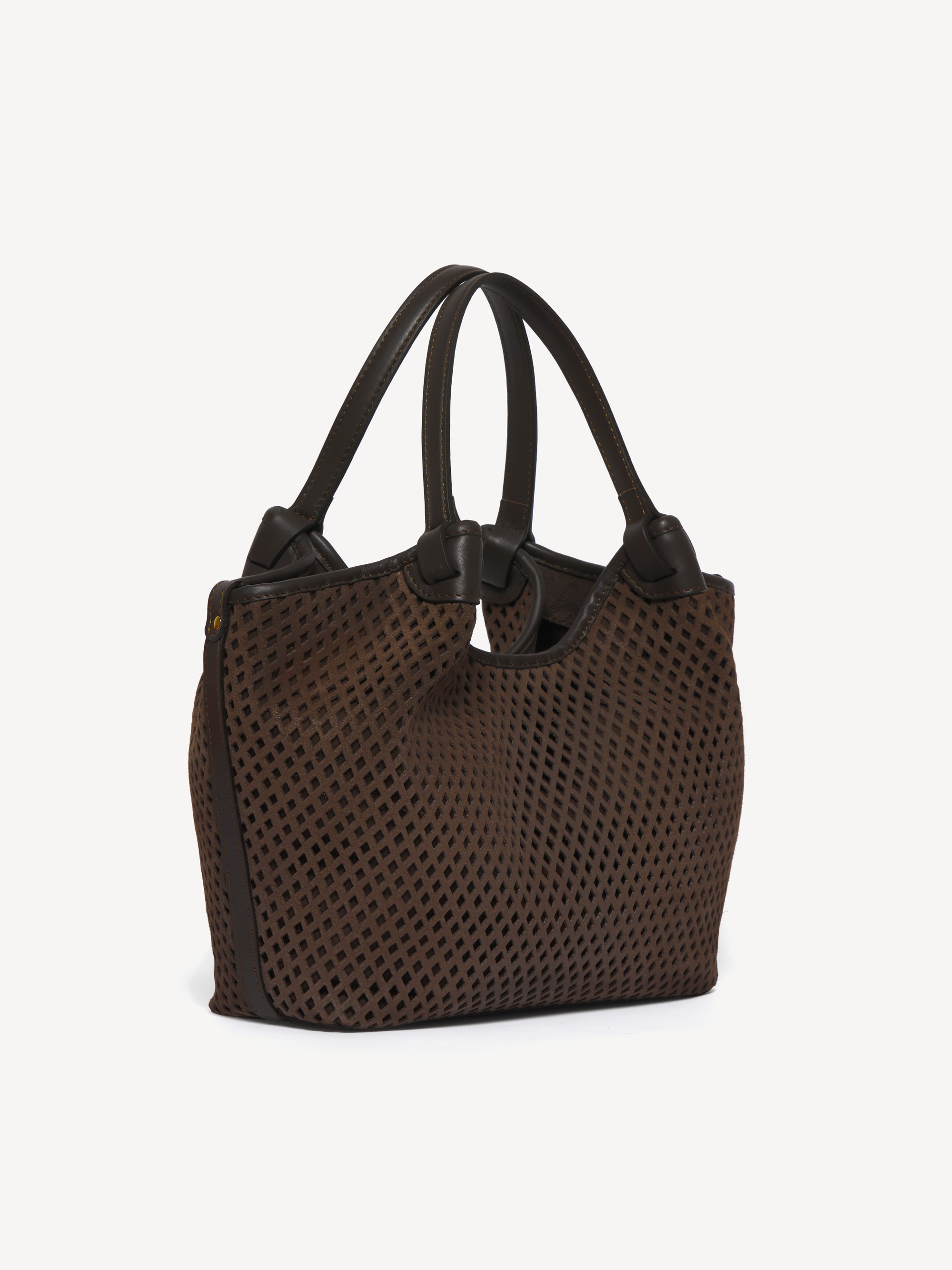 ハンドバッグ M M M The Esmeralda Lattice Convertible Tote - Chocolate - Suede - M.Gemi