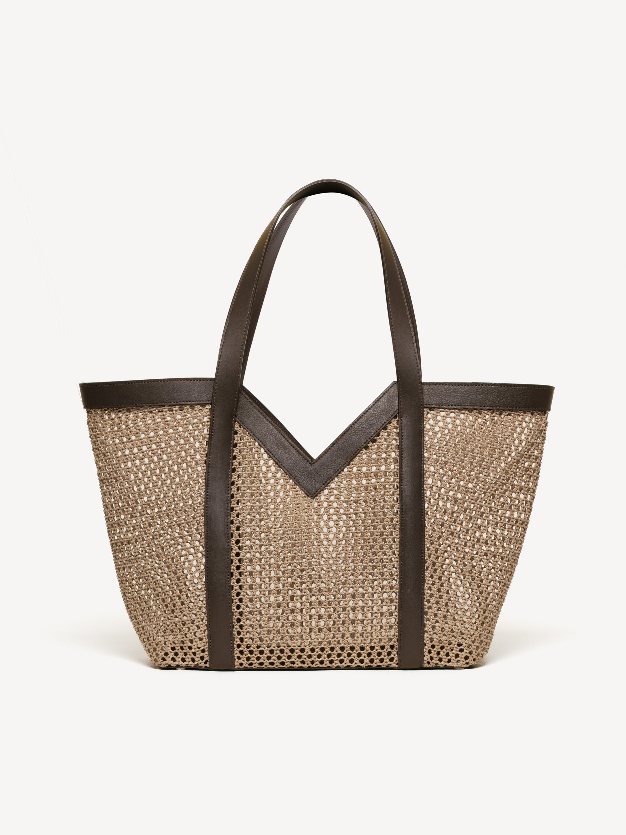 The Prima Tote - Natural & Chocolate - Raffia - M.Gemi