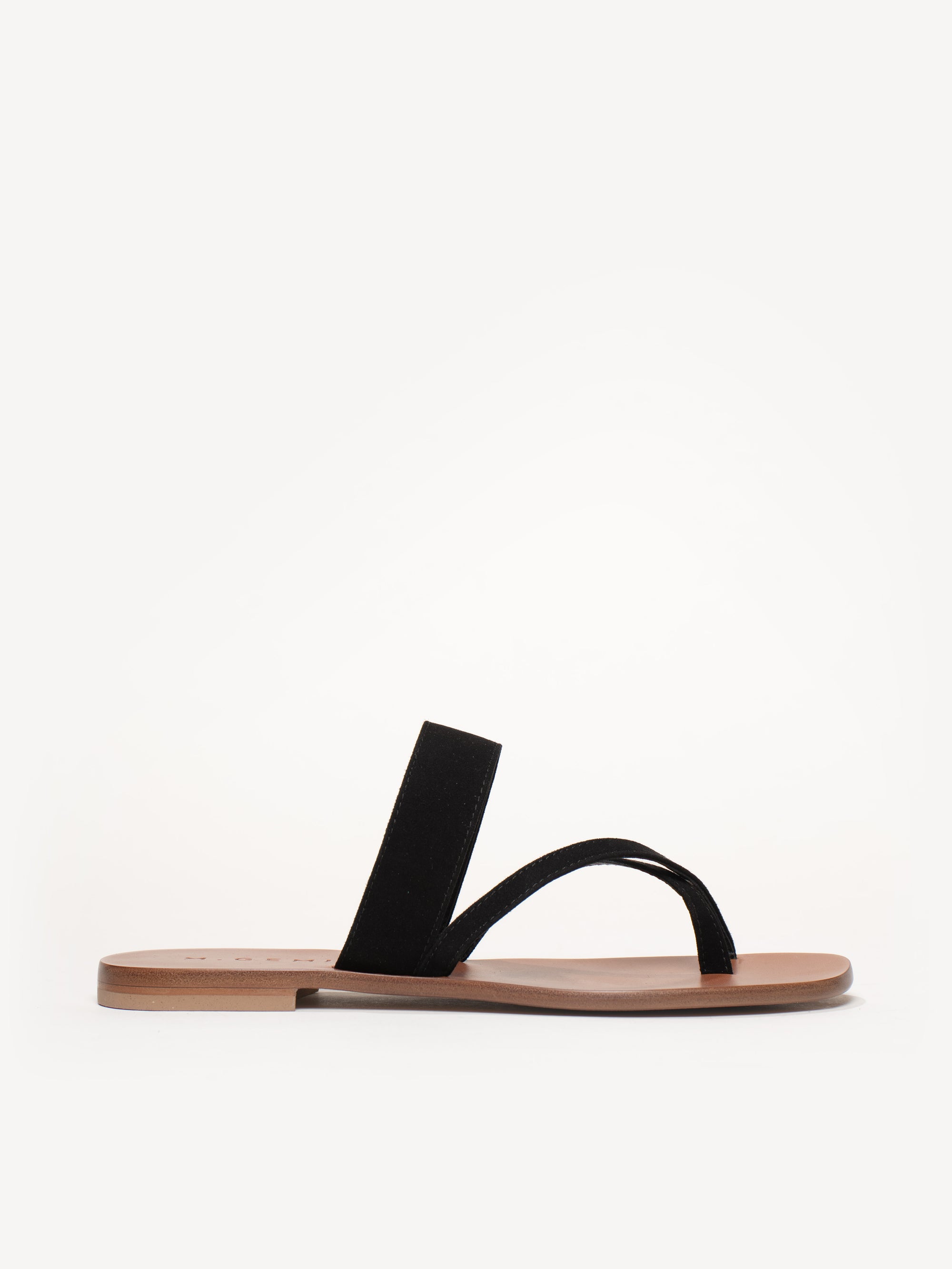 The Medio | Soft Suede & Leather Positano Sandal in Black | M.Gemi