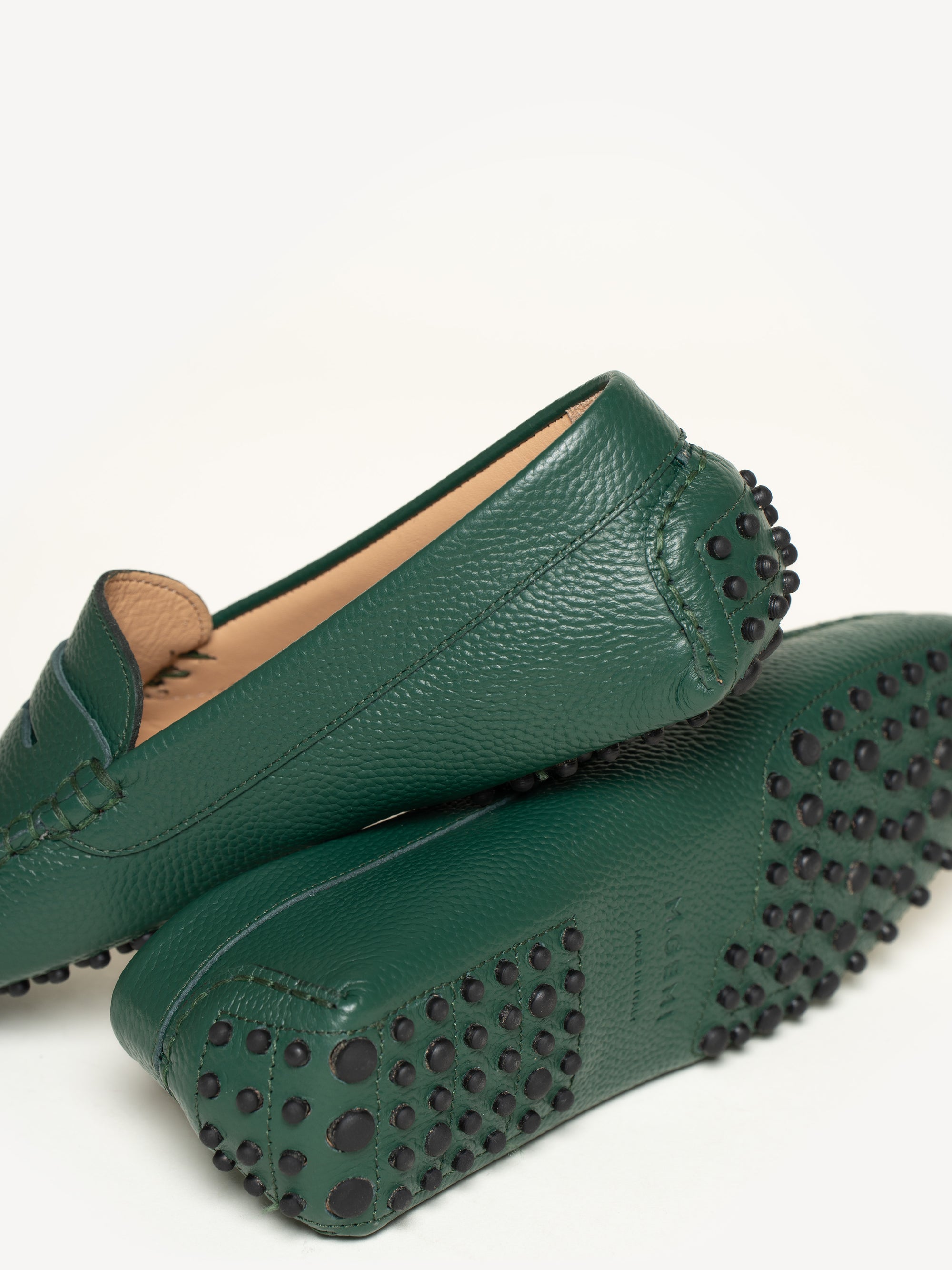 Green leather loafers best sale