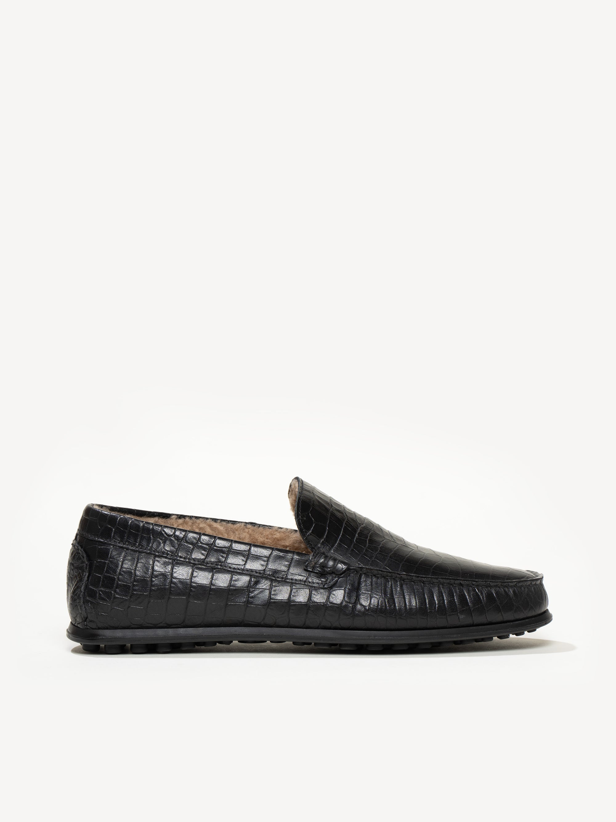 The Felize Shearling Uomo - Black - Croco Printed Leather - M.Gemi