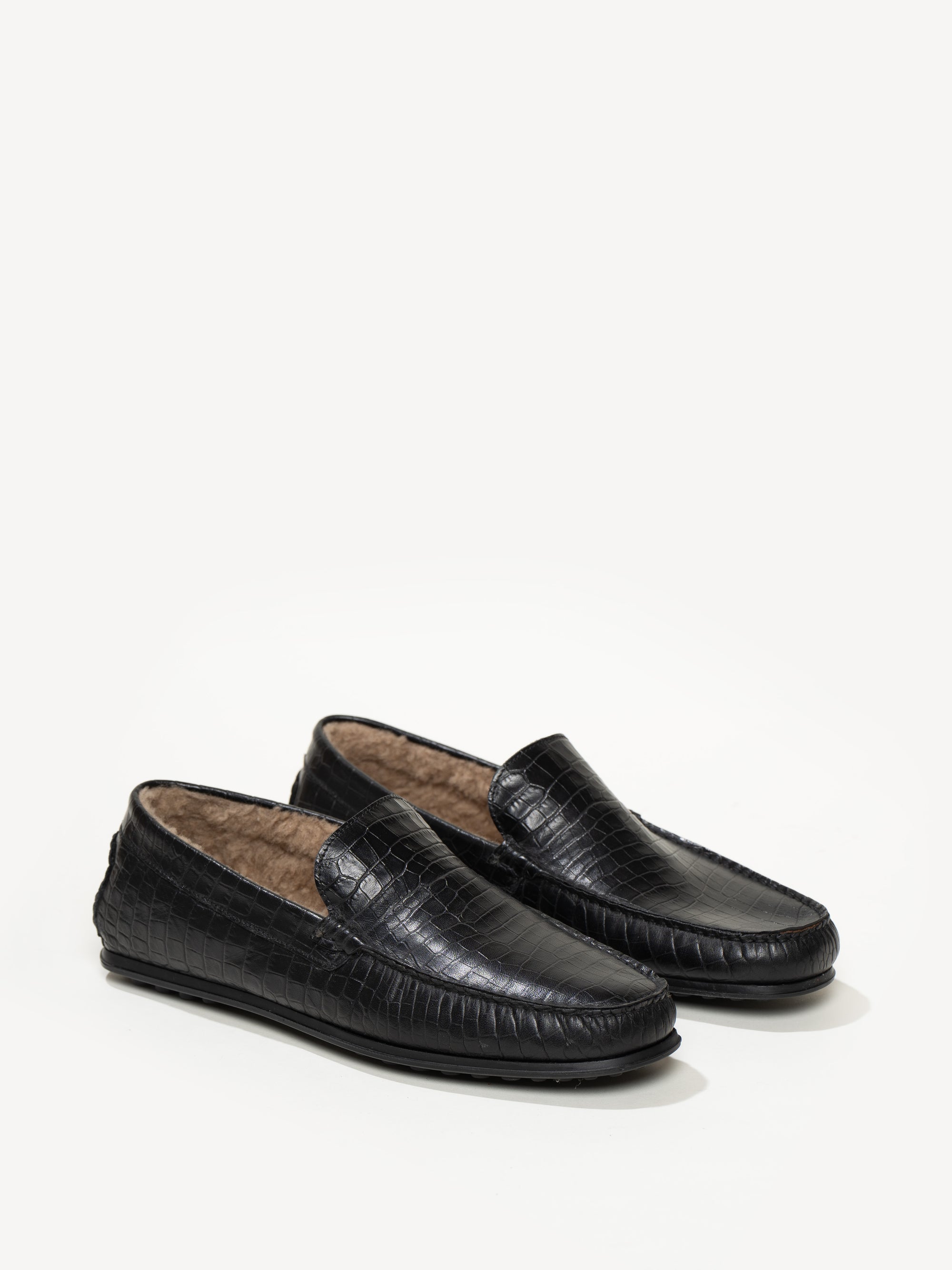 The Felize Shearling Uomo - Black - Croco Printed Leather - M.Gemi
