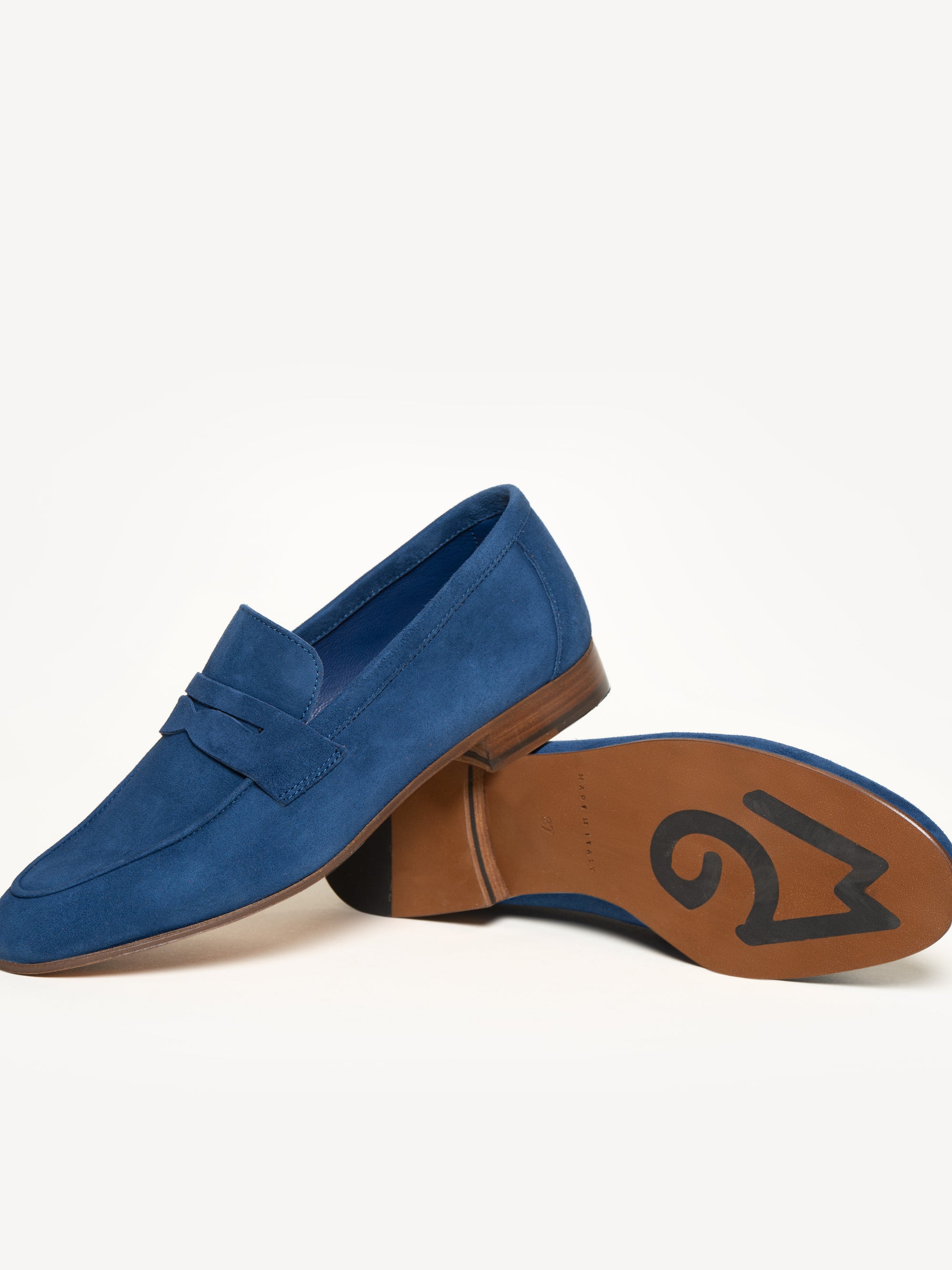 Blue soft penny loafers - Made In Italy