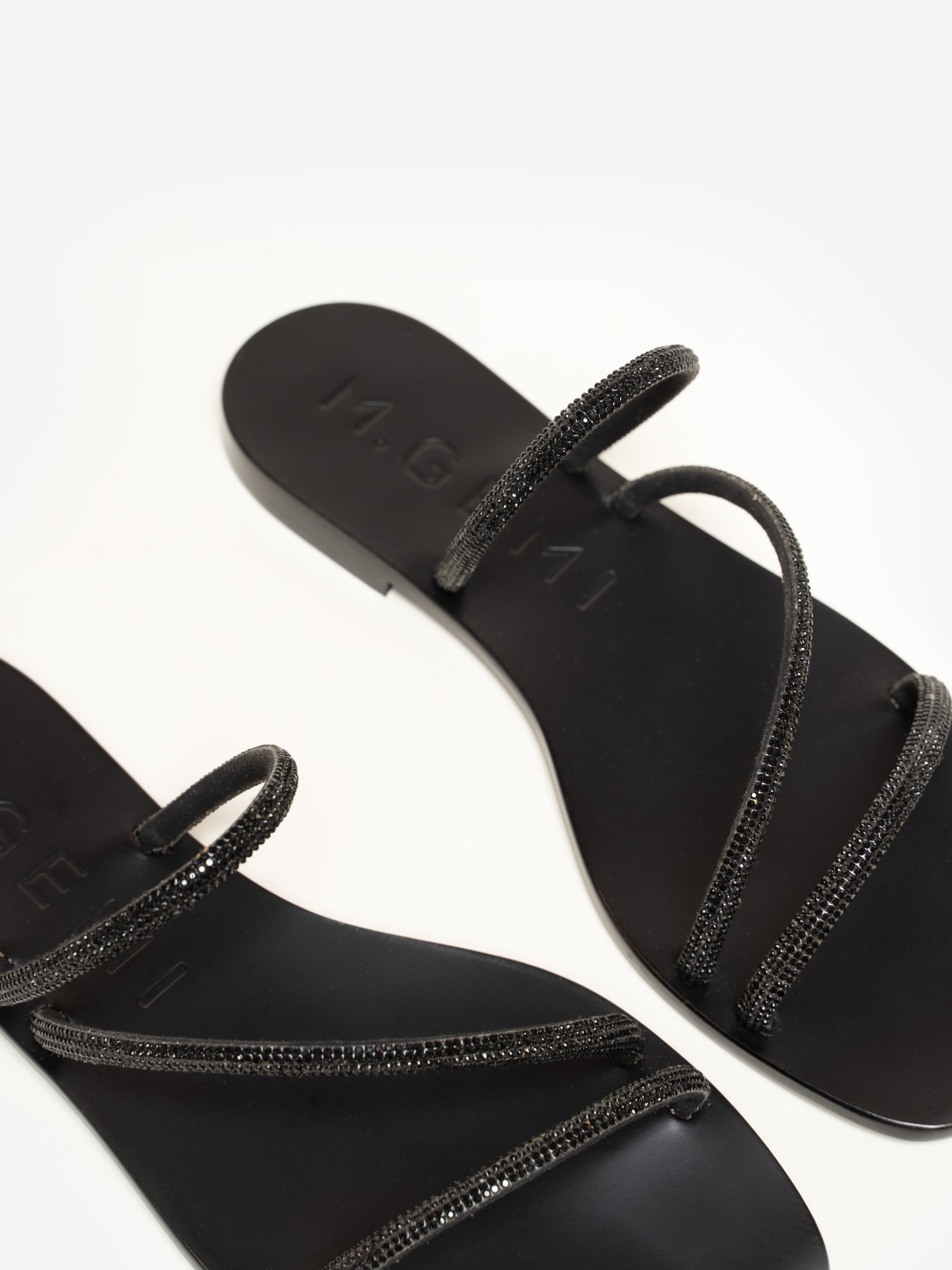 日本未入荷◆BSQT◆MORRIGHAN STRAP SANDALS AQUA BLACK 23-29CM The Azzurra - Black Crystal - Tubular with Crystals - M.Gemi