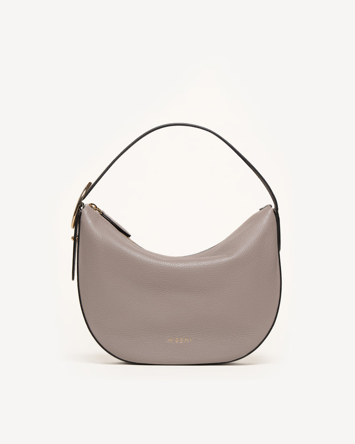 The Evelina Shoulder Bag - Light Mushroom - Tumbled Leather - M.Gemi