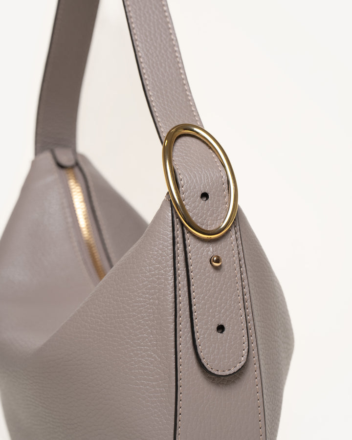 ミーパパ The Evelina Shoulder Bag - Light Mushroom - Tumbled Leather - M.Gemi