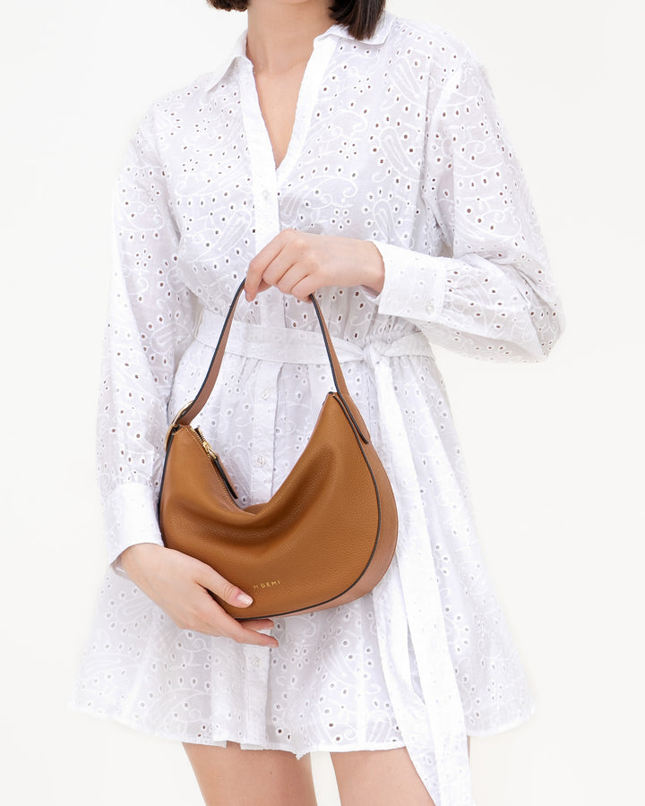 The Evelina Shoulder Bag - Tan - Tumbled Leather - M.Gemi