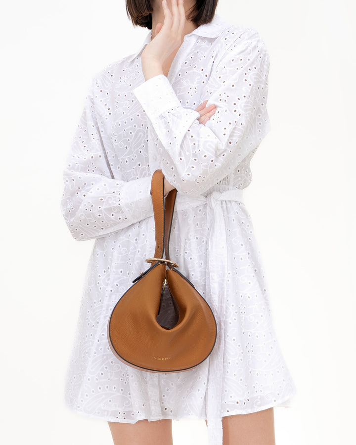 The Evelina Shoulder Bag - Light Mushroom - Tumbled Leather - M.Gemi