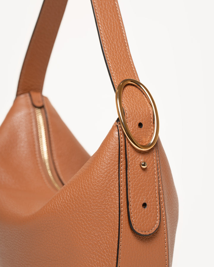 The Evelina Shoulder Bag Tan Tumbled Leather M.Gemi