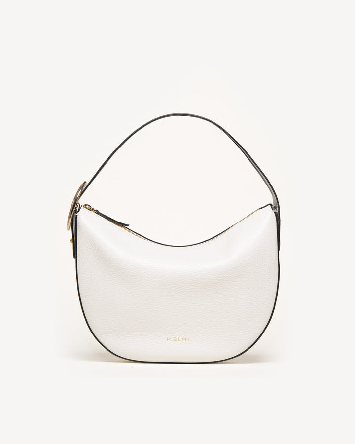 The Evelina Shoulder Bag - Ivory - Tumbled Leather - M.Gemi