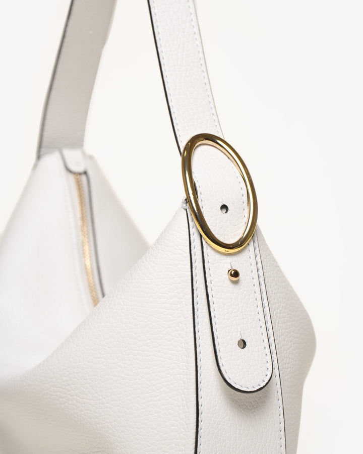The Evelina Shoulder Bag - Ivory - Tumbled Leather - M.Gemi