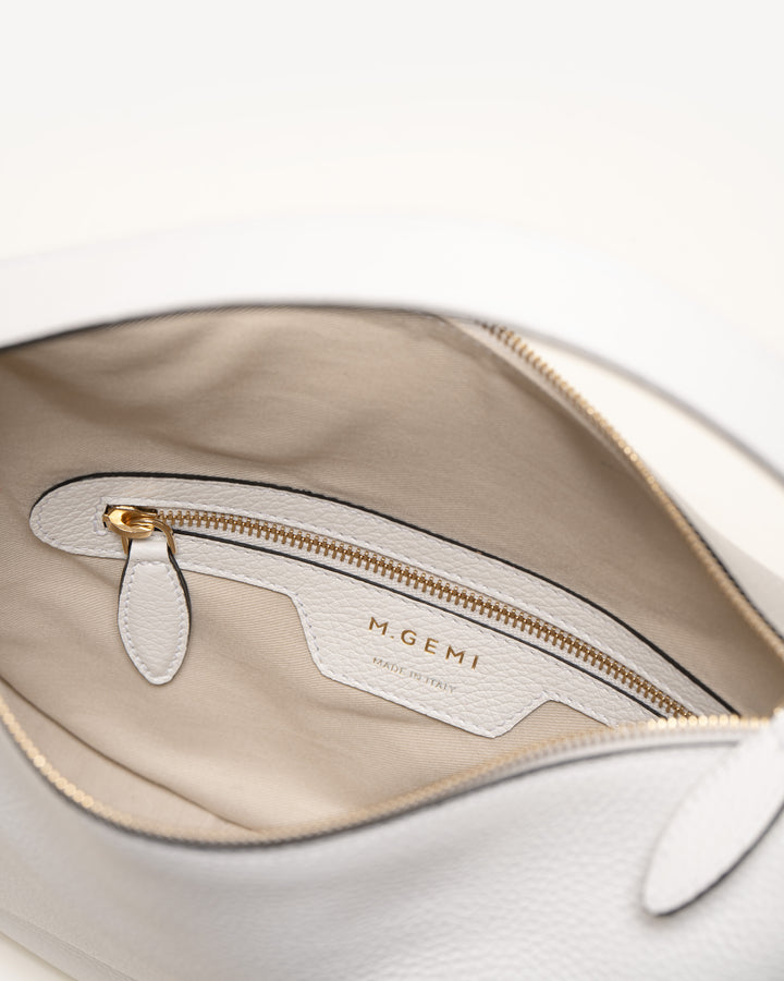 The Evelina Shoulder Bag - Ivory - Tumbled Leather - M.Gemi