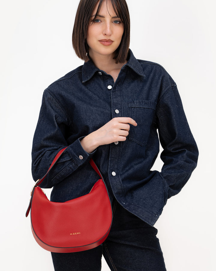 The Evelina Shoulder Bag - Ivory - Tumbled Leather - M.Gemi