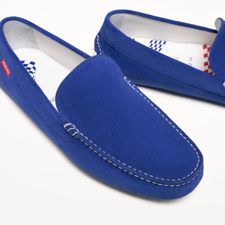 Blue red bottom loafers best sale