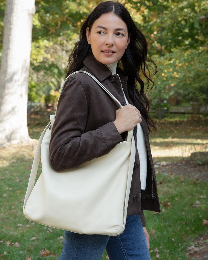 The Laura Convertible Backpack Ecru Leather M.Gemi
