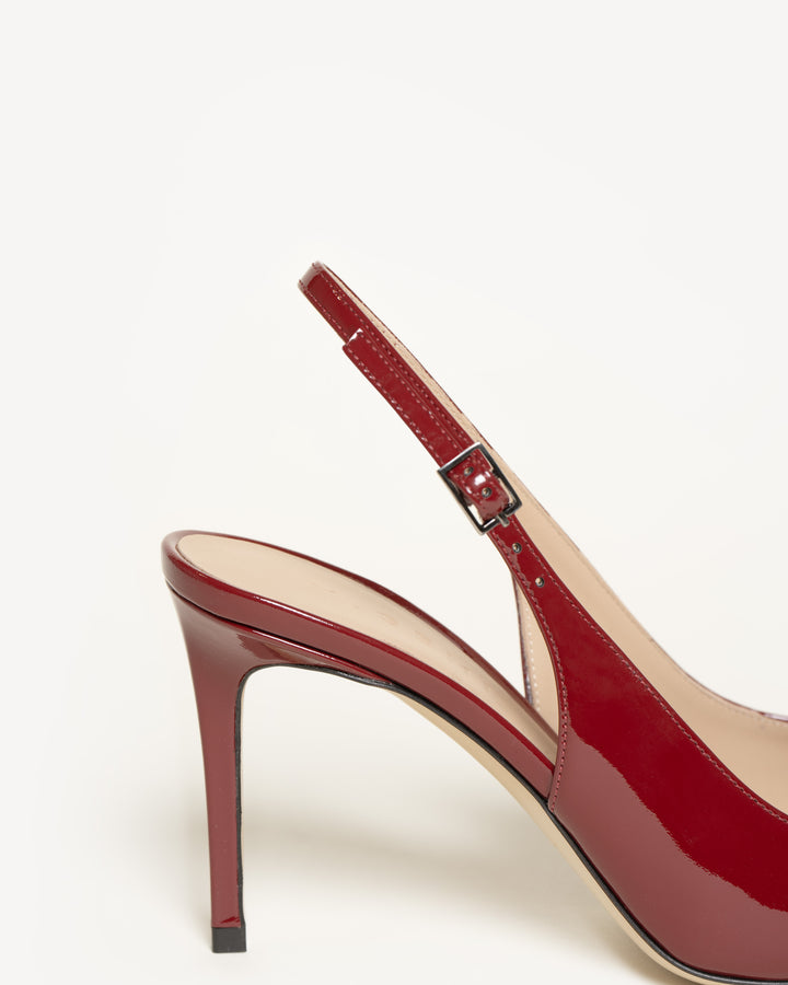 Red patent slingback heels store