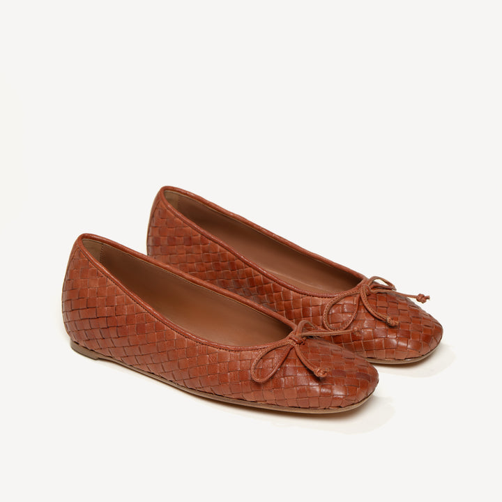 The Danza Woven - Saddle - Nappa - M.Gemi M.Gemi Danza handwoven saddle-Napa leather flats. Made in Italy. NWOT main image 0