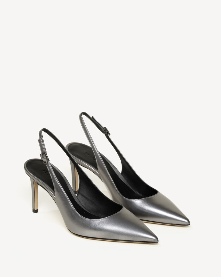 The Valeria 80mm - Gunmetal - Metallic Leather - M.Gemi