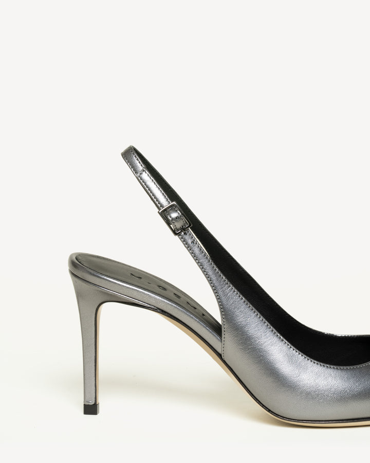 The Valeria 80mm - Gunmetal - Metallic Leather - M.Gemi