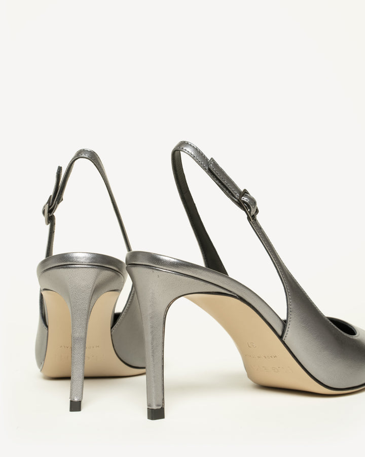 The Valeria 80mm - Gunmetal - Metallic Leather - M.Gemi