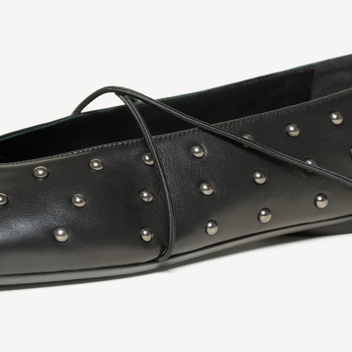 Women’s M. Gemi Black Leather Studded Dress Shoes The Una - Black Nappa with Studs - M.Gemi main image 4