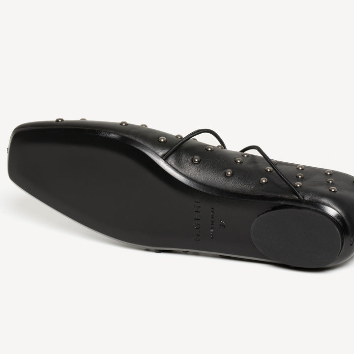 Women’s M. Gemi Black Leather Studded Dress Shoes The Una - Black Nappa with Studs - M.Gemi main image 3