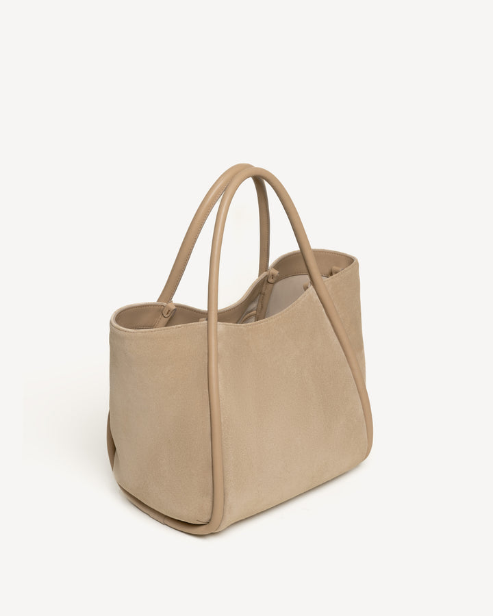 The Ursula Tote - Latte - Suede and Leather - M.Gemi