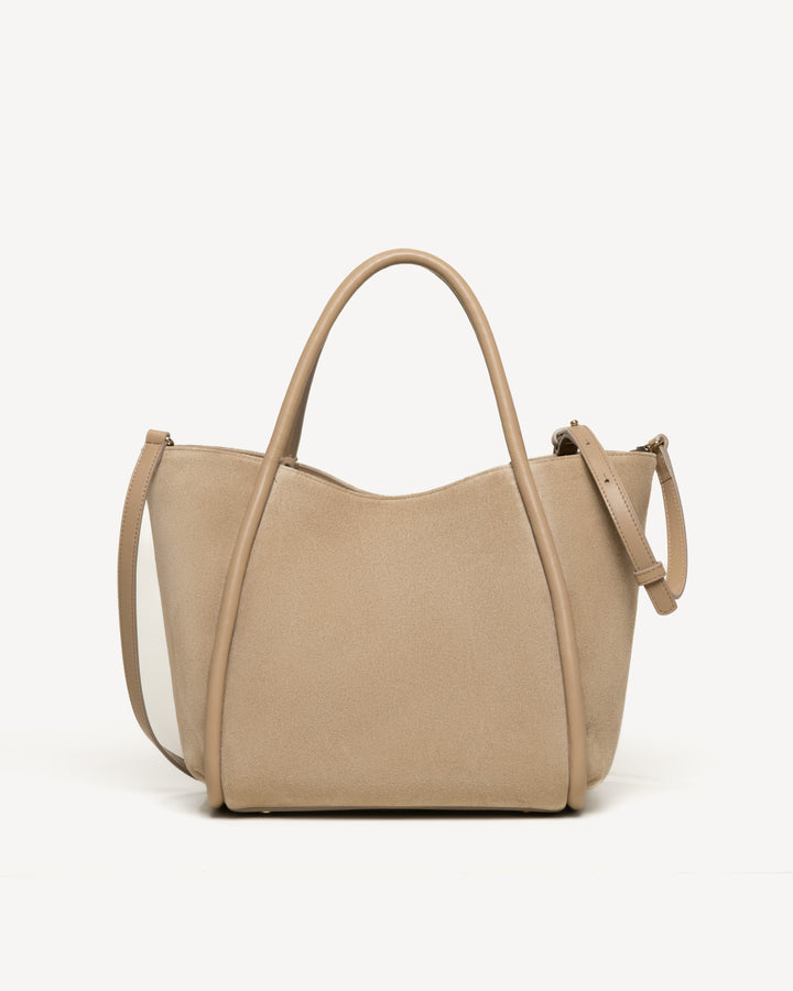 The Ursula Tote - Latte - Suede and Leather - M.Gemi