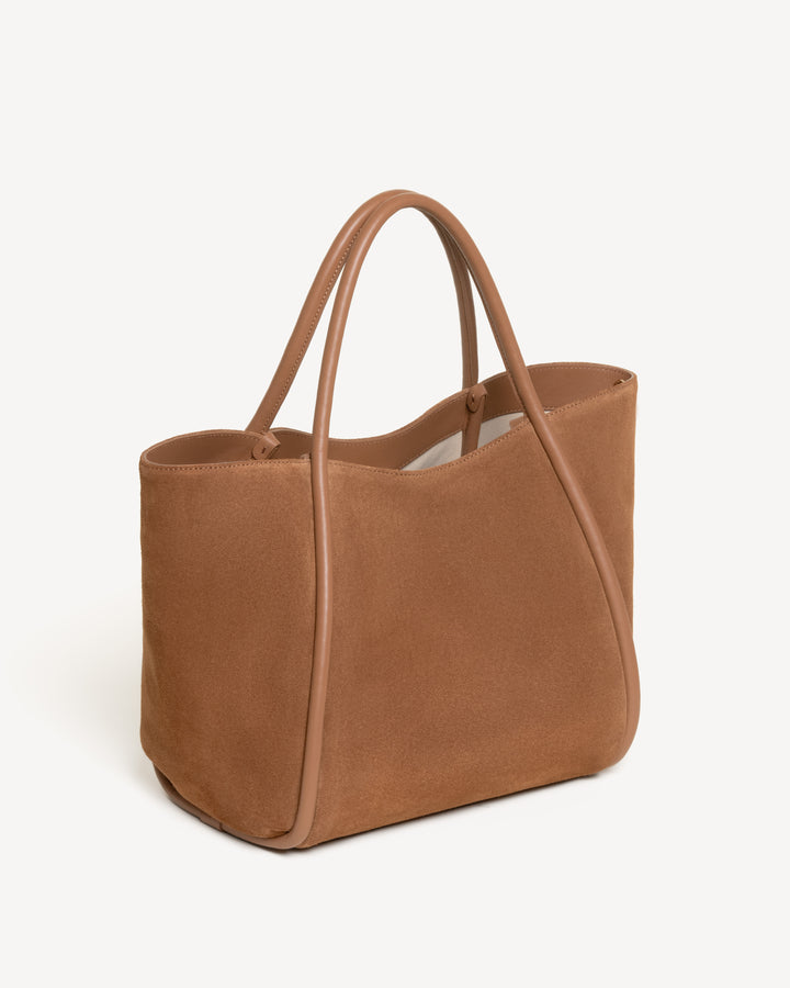 The Ursula Tote - Saddle - Suede and Leather - M.Gemi