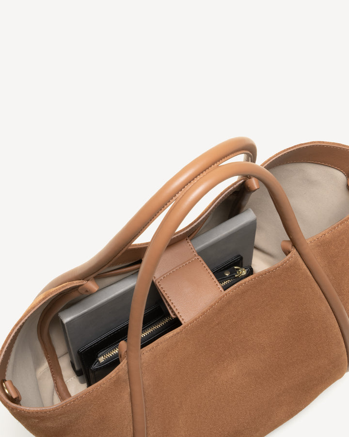 The Ursula Tote - Saddle - Suede and Leather - M.Gemi