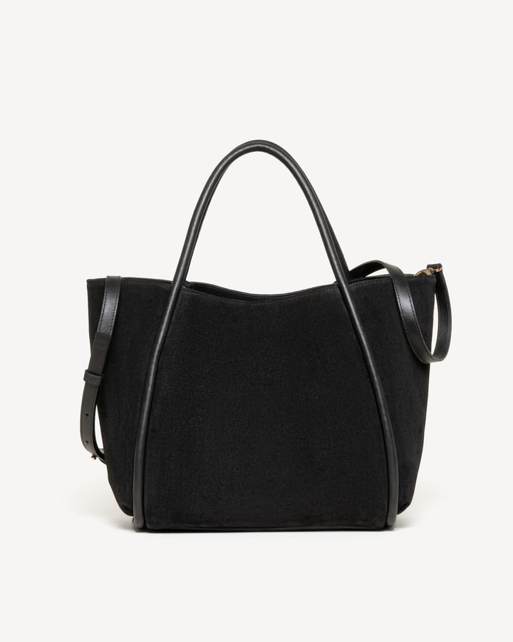 black vegan suede traveller tote bag M. Gemi The Ursula Tote Bag