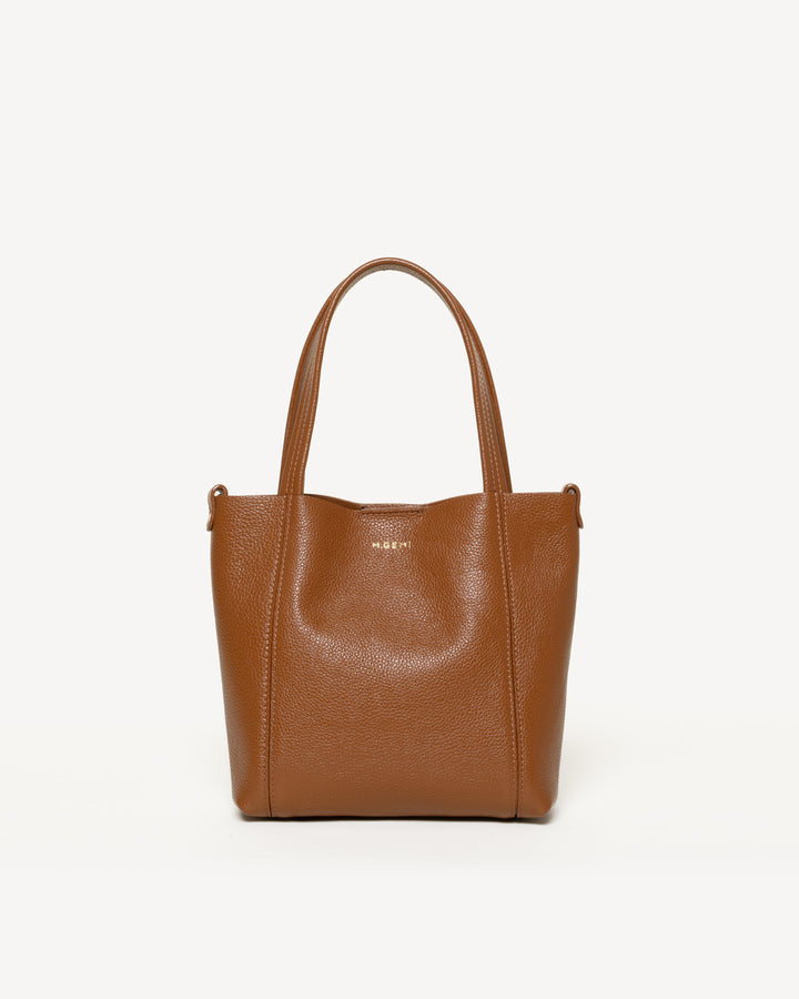 The Lola Small Convertible Tote - Dark Tan - Leather - M.Gemi