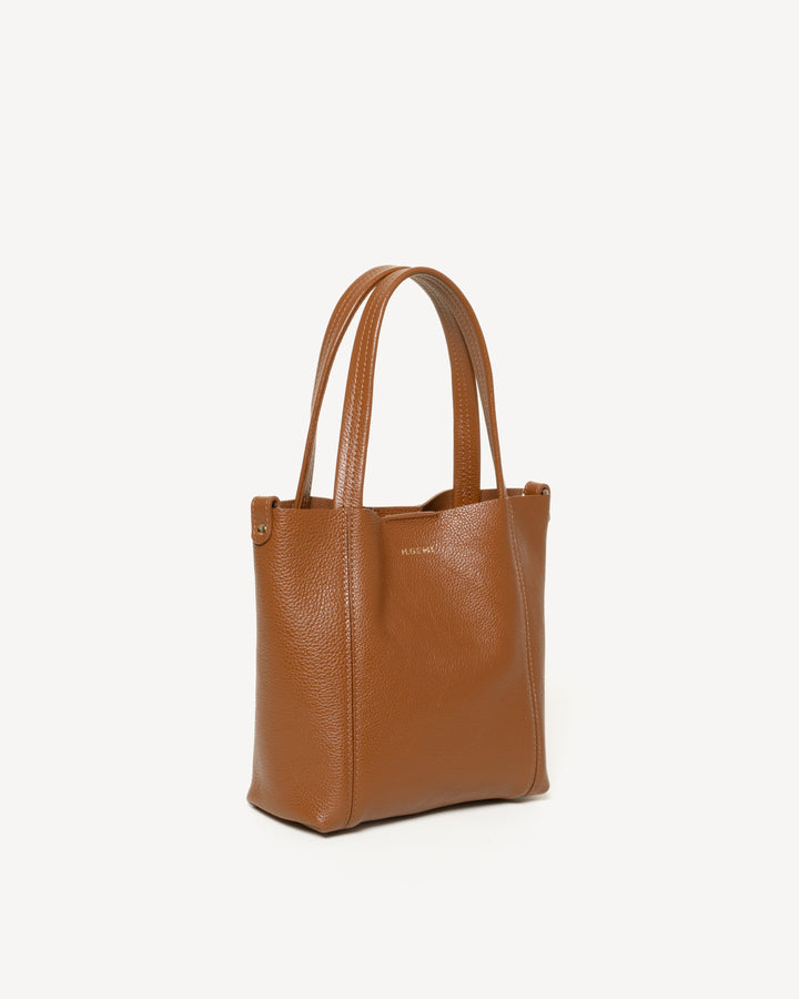 The Lola Small Convertible Tote - Dark Tan - Leather - M.Gemi