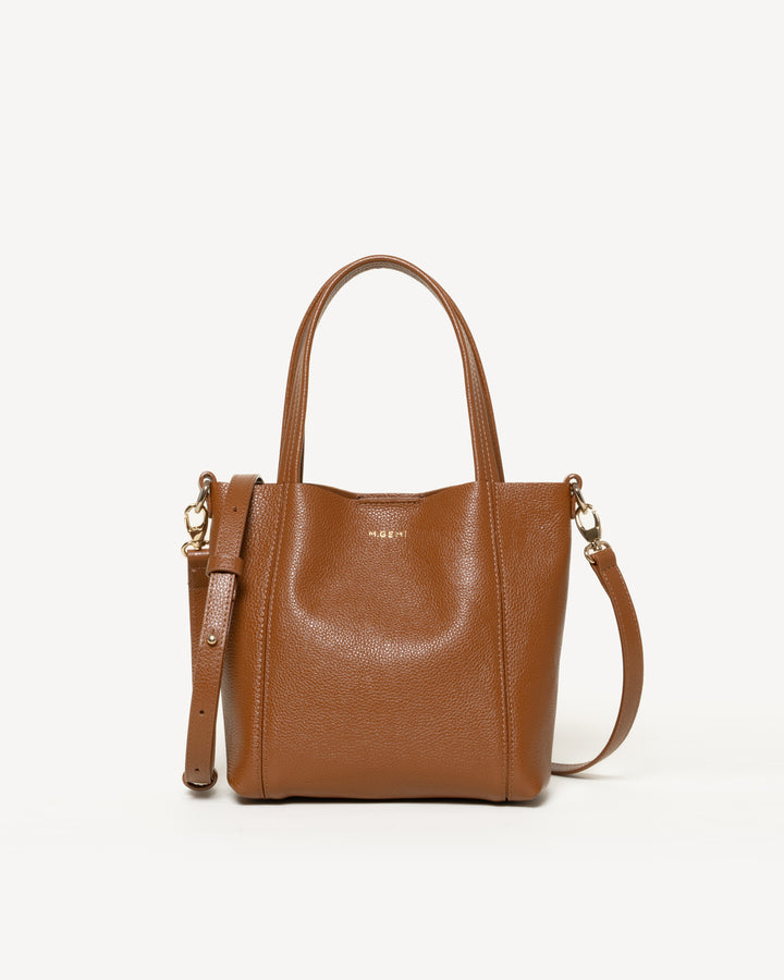 The Lola Small Convertible Tote - Dark Tan - Leather - M.Gemi