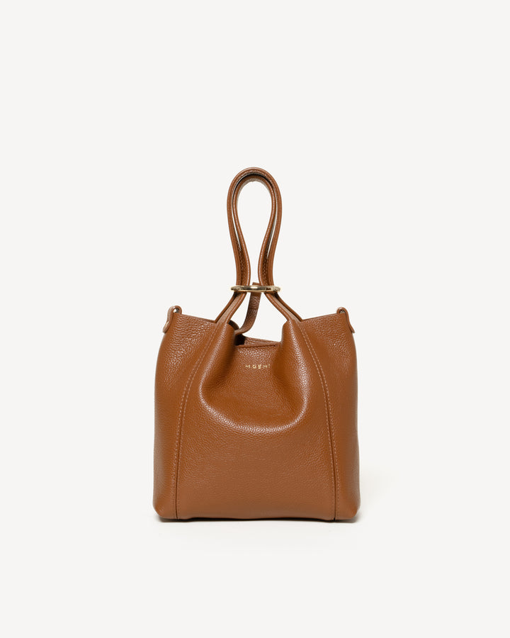 The Lola Small Convertible Tote - Dark Tan - Leather - M.Gemi