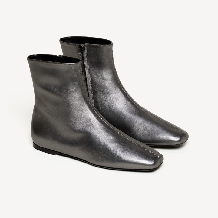 The Una Bootie - Gunmetal - Metallic Nappa - M.Gemi