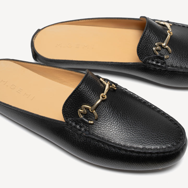 The Pastoso Signature Mule - Black - Tumbled Leather - M.Gemi
