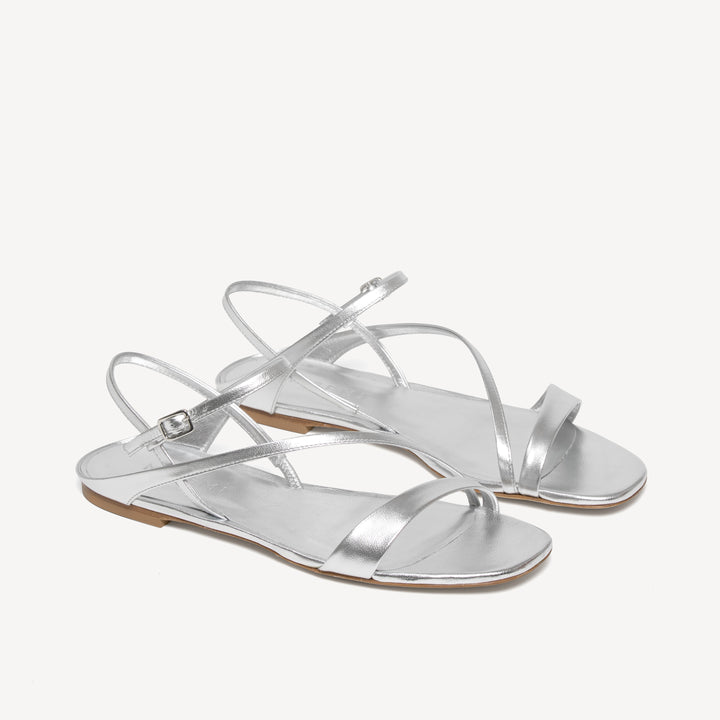 The Corinna Flat - Silver - Metallic - Nappa - M.Gemi