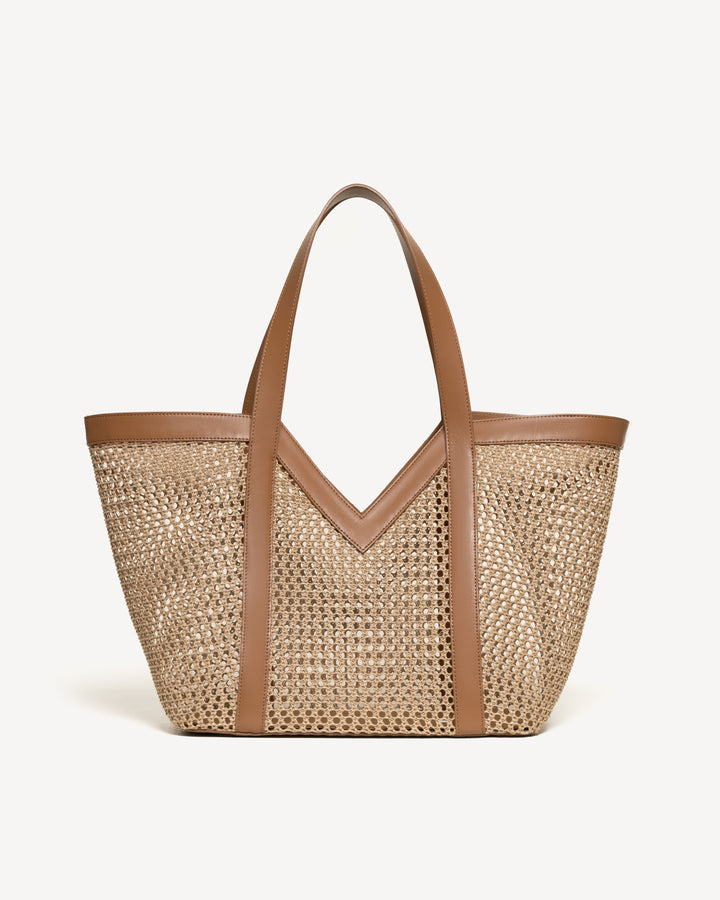 The Prima Tote - Natural & Tan - Raffia - M.Gemi