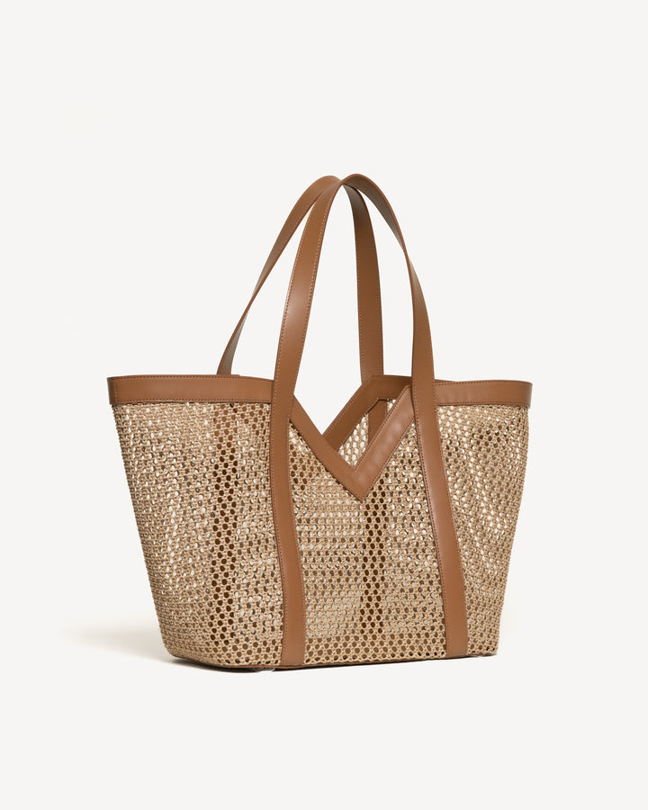 The Prima Tote - Natural & Tan - Raffia - M.Gemi