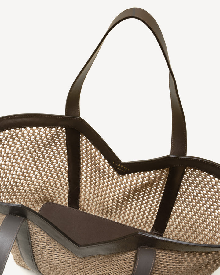 The Prima Tote - Natural & Chocolate - Raffia - M.Gemi