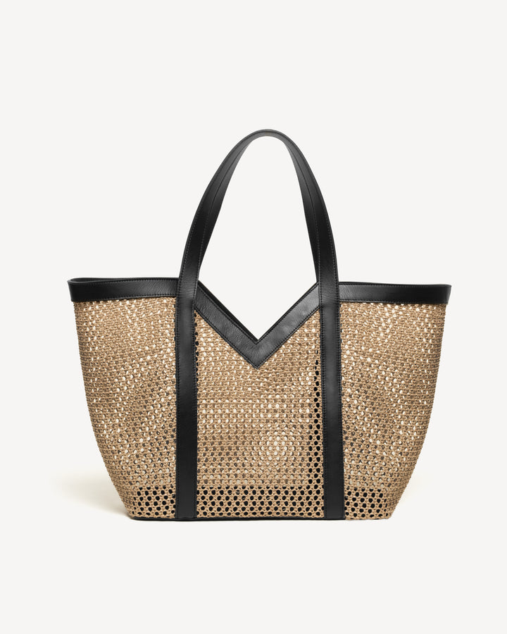 The Prima Tote - Natural & Black - Raffia - M.Gemi