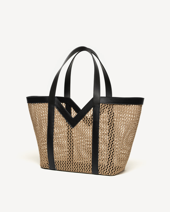 The Prima Tote - Natural & Black - Raffia - M.Gemi