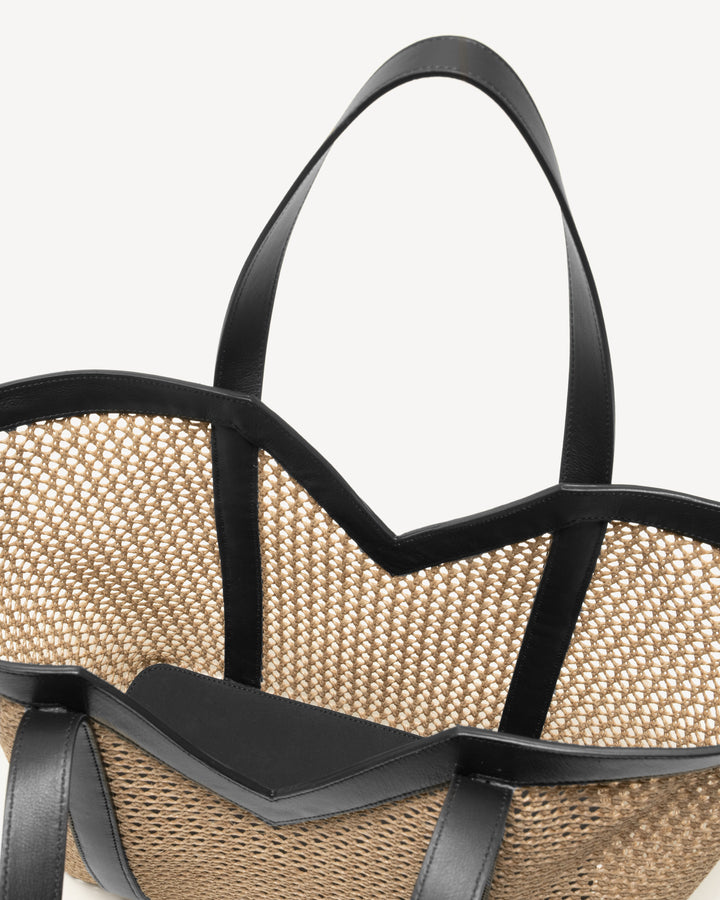 The Prima Tote - Natural & Black - Raffia - M.Gemi