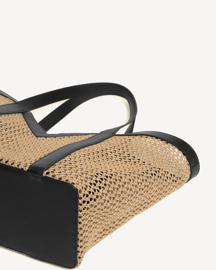 The Prima Tote - Natural & Black - Raffia - M.Gemi