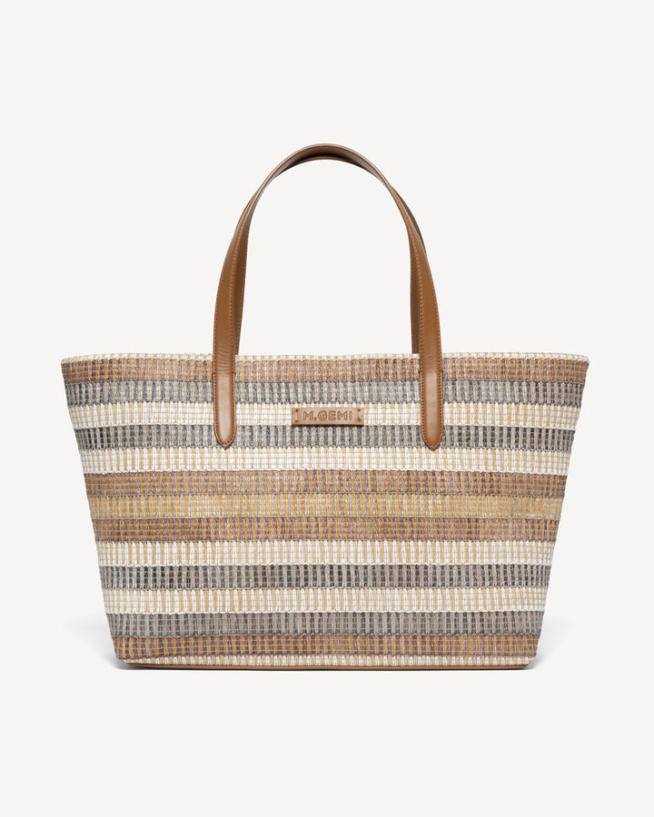 The Raffaella Tote - Multi Tan - Raffia - M.Gemi